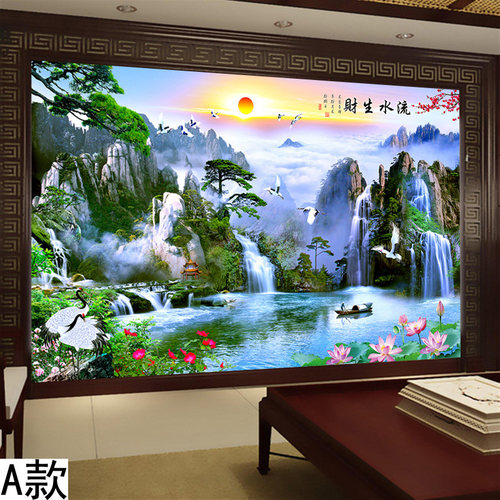 新品New ChineseI-style seamxless large murals flowing water