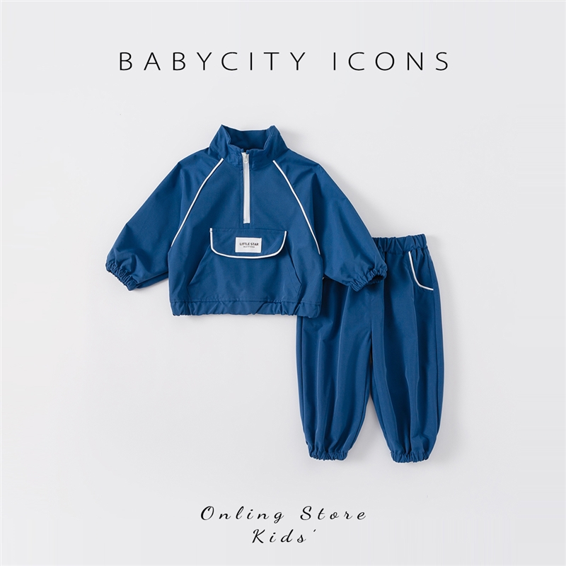 极速洋派小童男童卫衣套装新款宝宝冲D锋衣两件套韩版童装春秋QT8