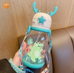 极速韩国创意少女心塑料s杯儿童带吸管刻度可携式喝水杯子女清新