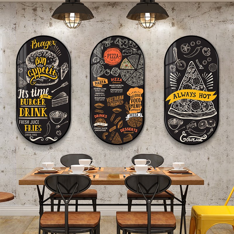 极速披萨店装饰画西餐厅美式黑板工业风面包墙P面装饰挂画小吃店