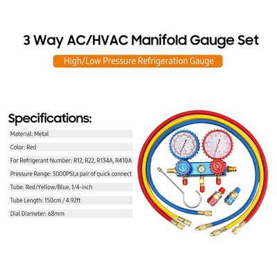 极速Way AC/HVAC Refrigeratioxn Air Conditioning Manifold Gau