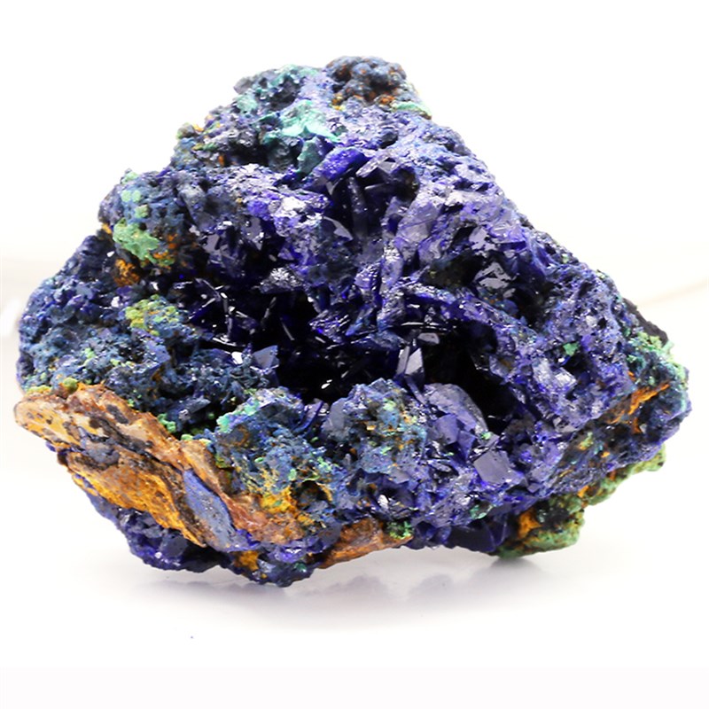 极速天然蓝铜矿原石孔雀石共生原矿摆件矿物晶P体收藏摆件教学科