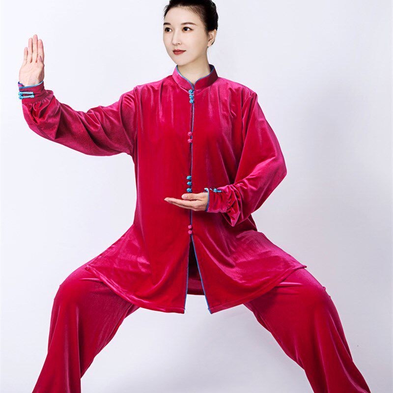 新品太极服女2024新款高端春秋南韩加厚金丝绒冬季太X极拳练功服