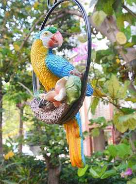 极速Perching On Ring Parrot atue JGarden Yard Hanging