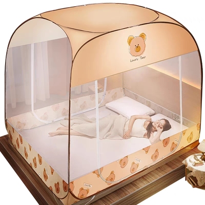 极速蚊帐家用2023新款蒙古包帐篷1米5床遮光防尘顶免Y安装全底儿