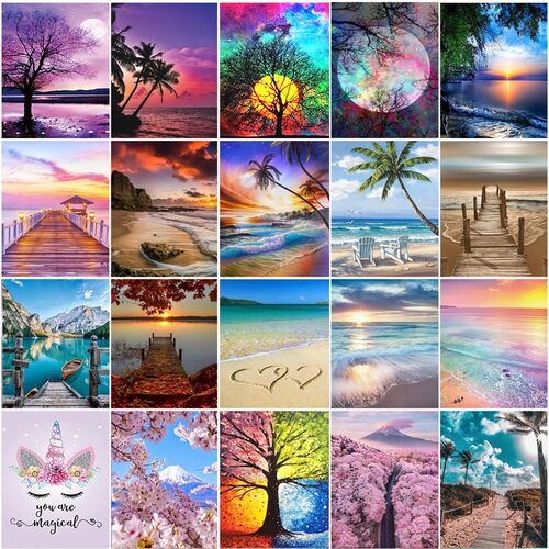 新品Full circle diamond painting moon tree 5PD handmade diam