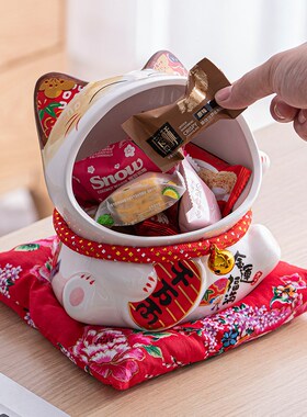新品新品招财猫陶瓷摆件日式玄关客厅G钥匙收纳盒入户装饰乔迁新