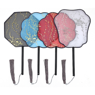 极速Long handle gilding circular fan trJansparent ancient st