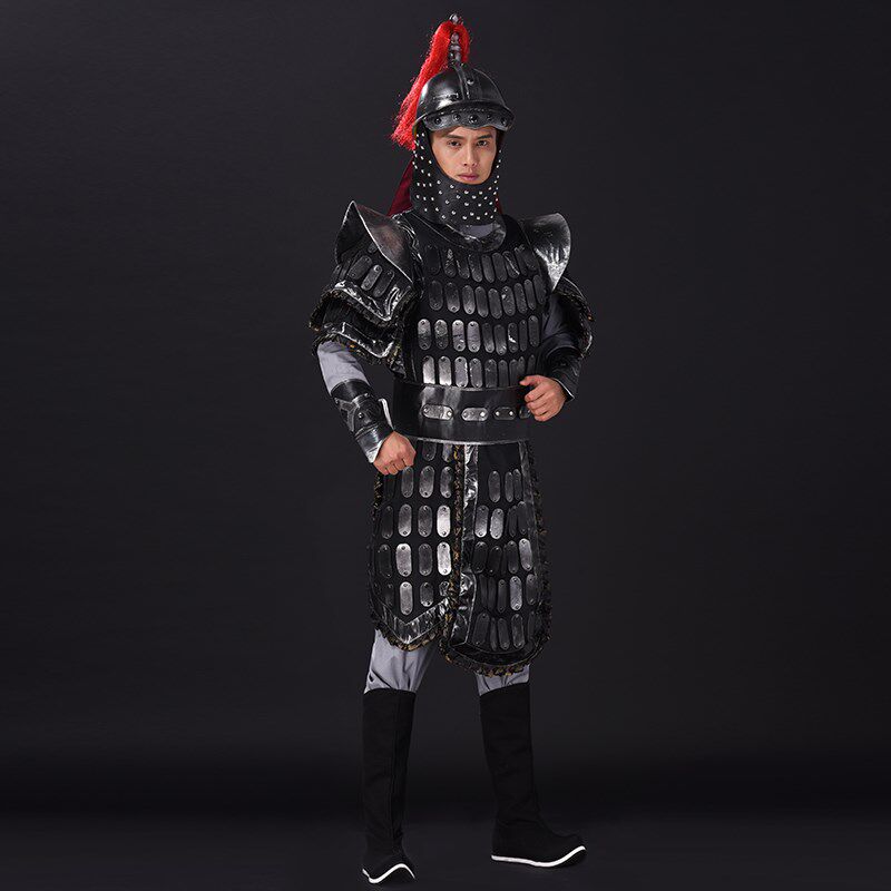新品古装盔甲男将军铠甲战袍男士盔D甲影视剧真人舞台服装年会盔