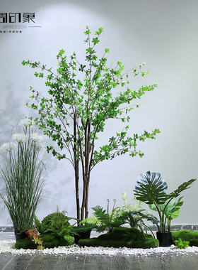 新品仿真绿植造景室内假s植物微景观诧寂风橱窗玄关楼梯角落软装