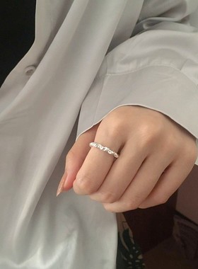 极速麻花b编织银戒指女韩版潮流简约日韩时尚个性百搭开口可调节