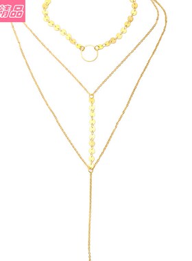 极速Fashion simple round pendant cElavicle chain alloy neckl