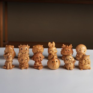 极速崖柏木雕情侣生肖汽车钥w匙扣鼠牛虎属蛇年龙马羊猴鸡狗猪挂