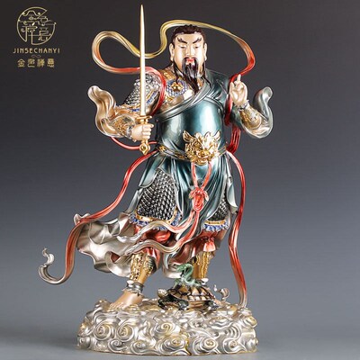 新品珐琅彩真武大l帝帝君神像纯铜玄天上帝北帝铜像武当山玄武大
