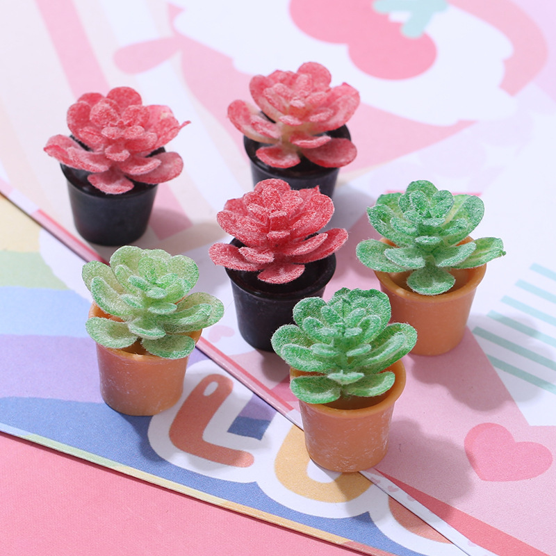 速发3 Pcs Simulation Succulent MicroLandscape Ornaments Keyc