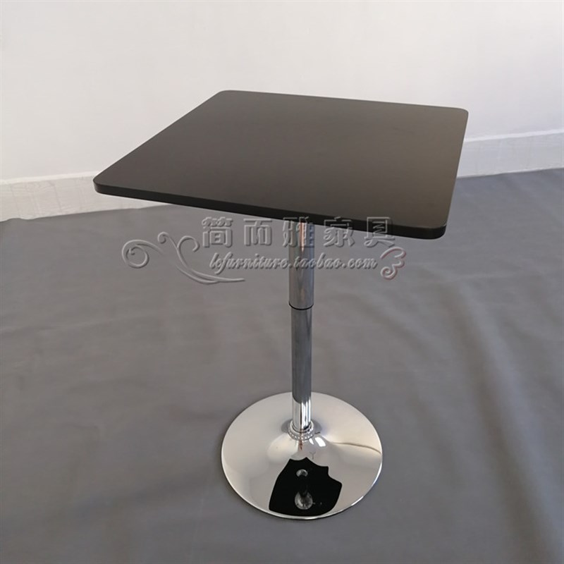 极速休闲加高方吧台桌时尚t黑色酒吧桌接待小方桌简约白色升降款