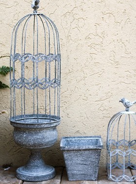 极速掬涵复古鸟笼花器装饰摆件z爬藤花盆欧式美式花园庭院乡村田