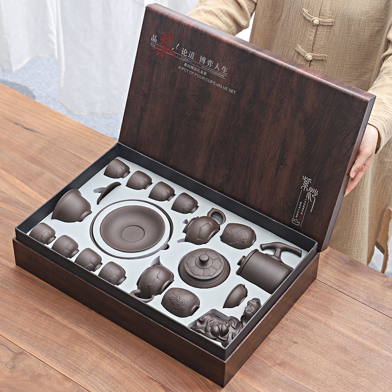 新品家用紫砂功夫茶具套装 整套陶瓷茶壶茶杯茶U道礼品茶具套装