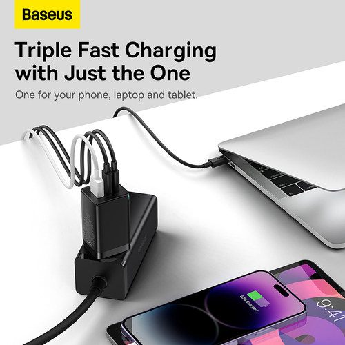 新品Baseus 65W GaN Cpharger Quick Charge 4.0 3.0 Type C PD U