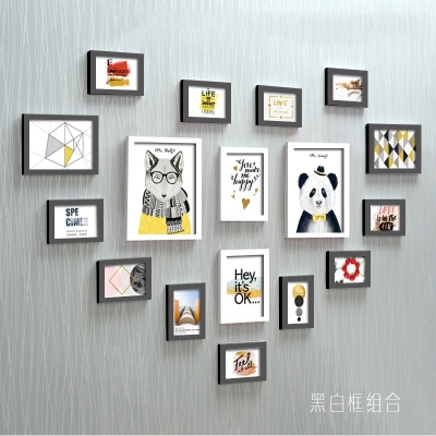 新品爱心照片墙创意个性心形组合相框悬挂墙O装饰北欧风相框墙卧