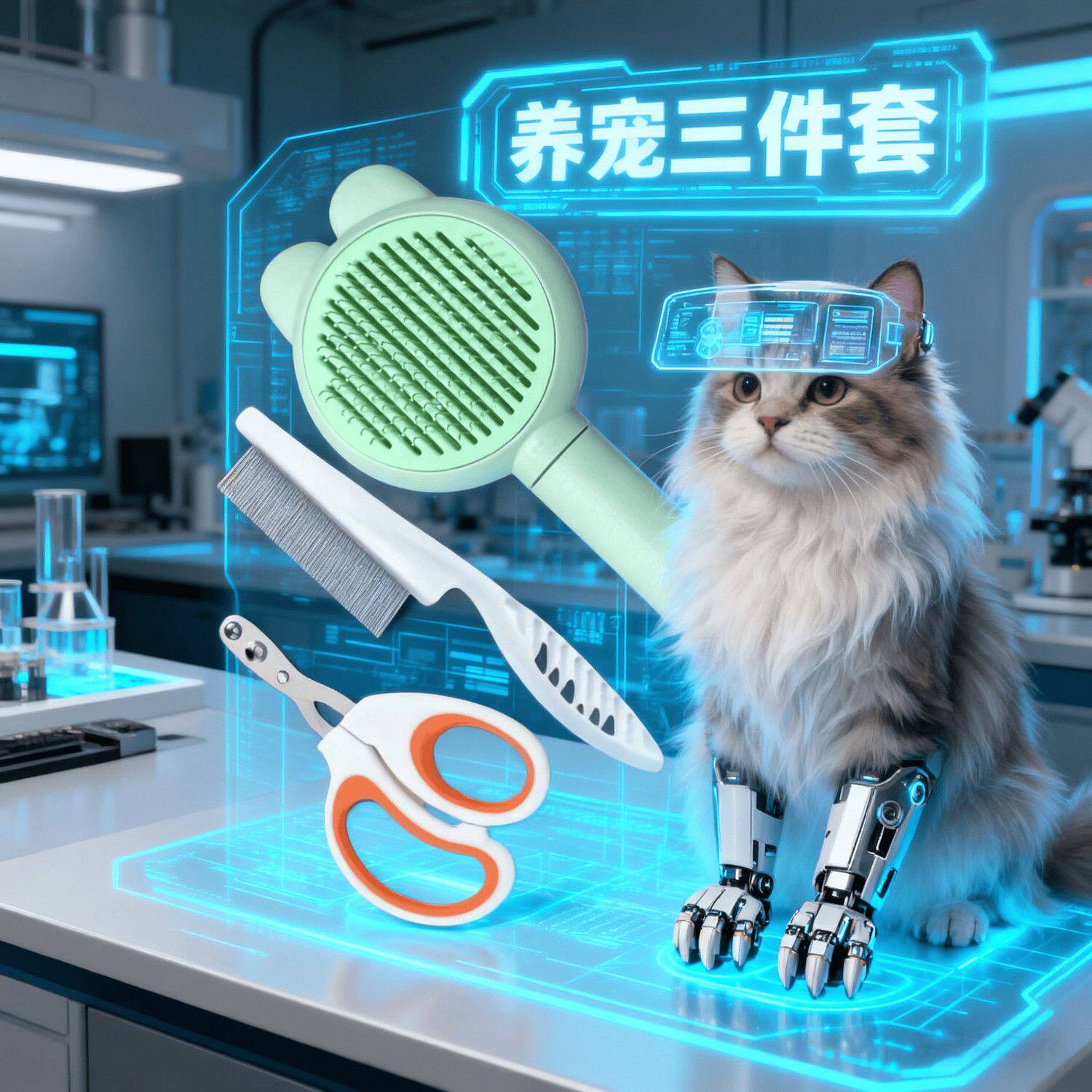 养宠三件套去浮毛梳子指甲剪刀宠物烘干箱狗狗猫咪神器