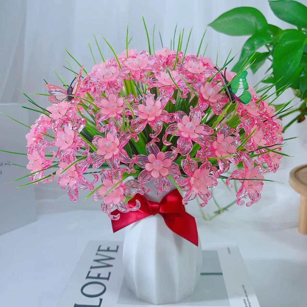 新款水晶鸢尾花材料包diy手工串珠装饰品清新高档家居摆件