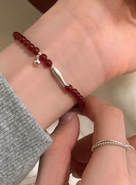 小众复古国风红色玛瑙小鱼手链女百搭小众高级感手饰送人节日礼物