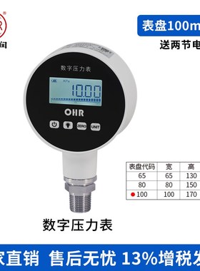 虹润智能数字压力表高精度数显水压液压负压真空气压表传感器DP10
