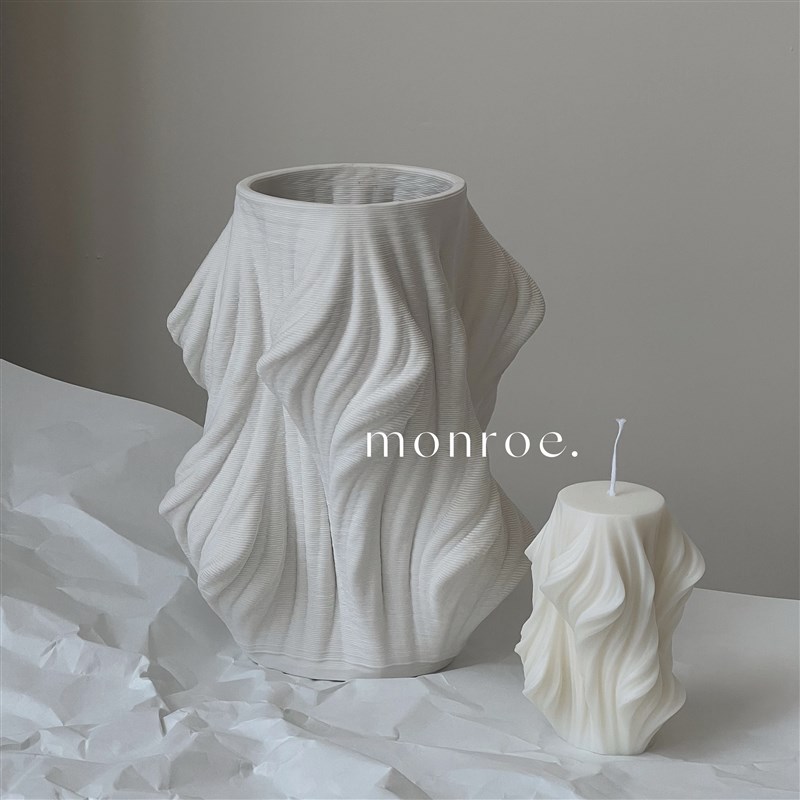 梦鹿工作室3D打印白色陶瓷花瓶日式鲜花插花装饰品景德镇百合花