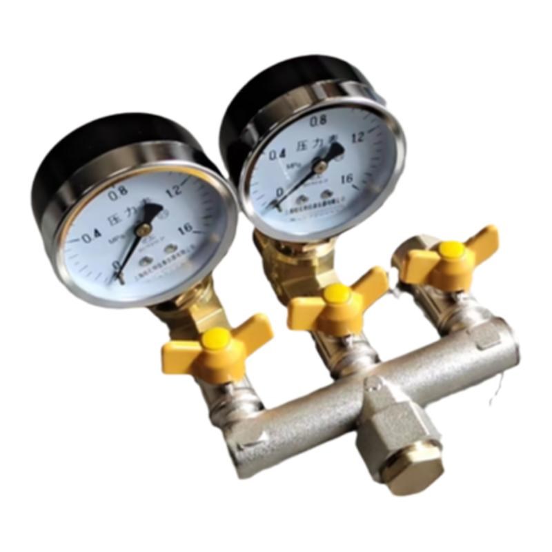 测漏压四通压力表 压四通阀门压表配件地暖侧漏查漏水仪器