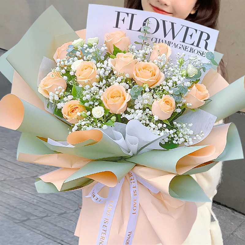 珠海鲜花速递生日送老婆红玫瑰康乃馨花束香洲金湾斗门同城配送花