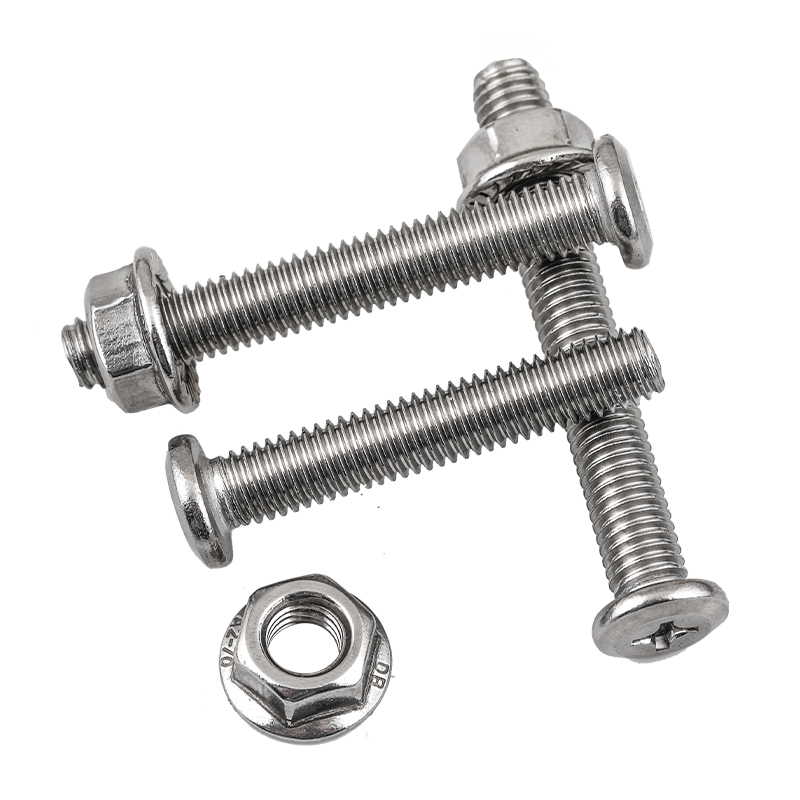 M6M8 304不锈钢倒边平头十字螺丝螺母套装法兰螺母家具螺丝五金