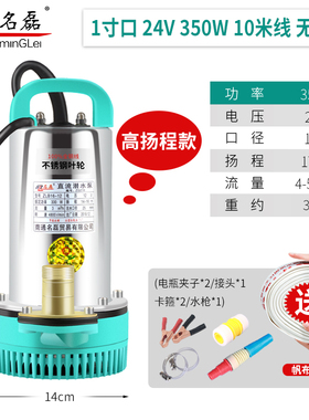 名磊12V水泵24V48V60V直流潜水泵充电电瓶车抽水机小型农用抽水泵
