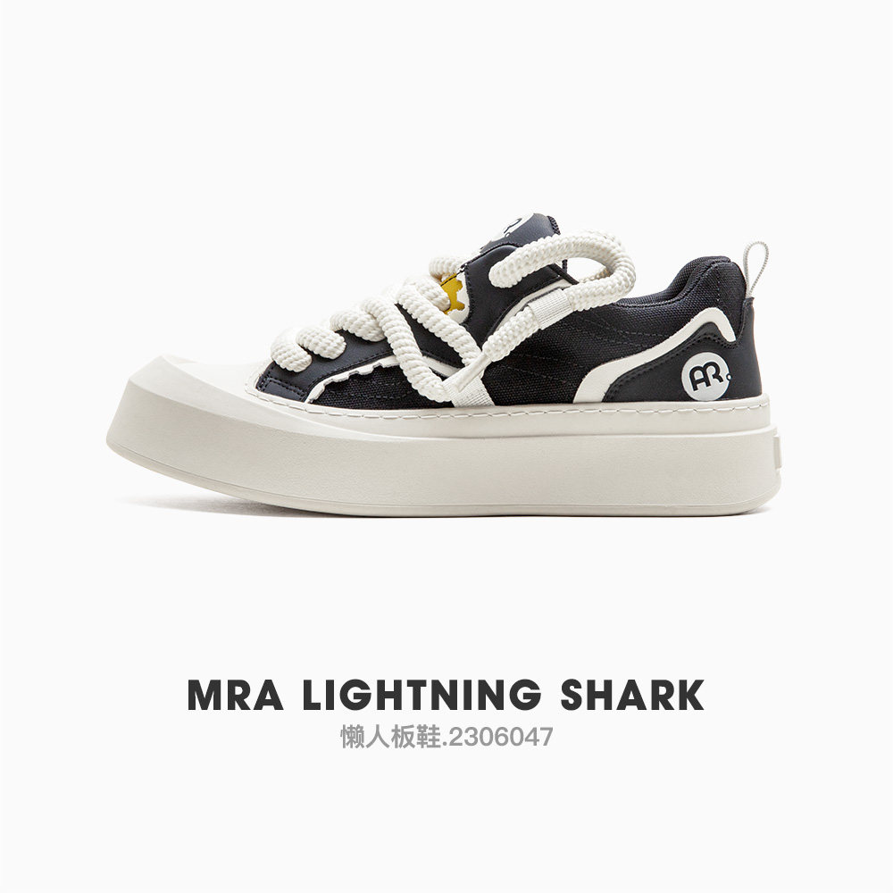 MRA电鲨黑白大头板鞋男鞋秋季