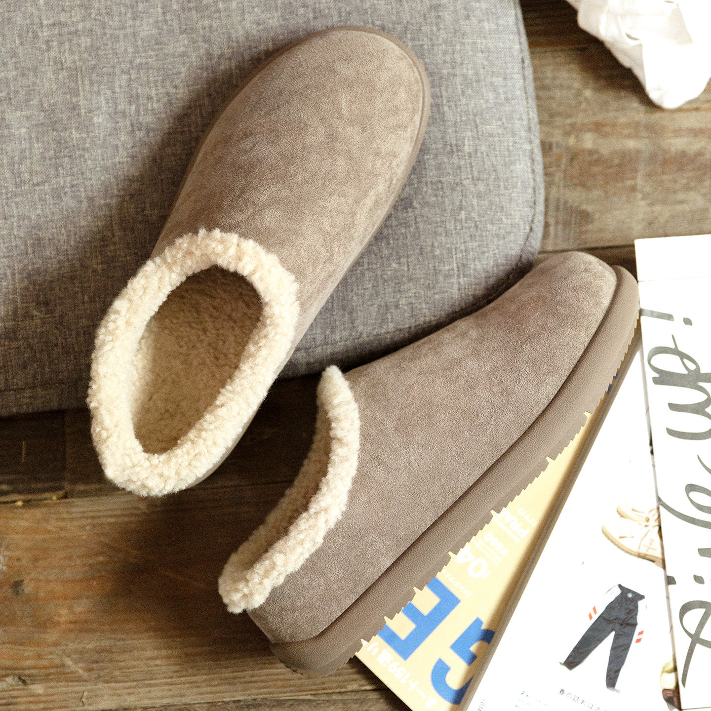 MRA毛毛拖鞋男外穿2026新款厚底包跟居家棉拖包头保暖勃肯棉鞋冬