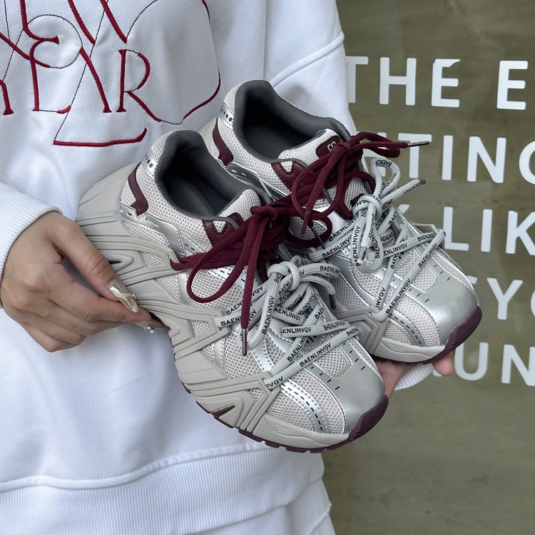 真皮厚底增高5CM老爹鞋女2024秋季新款显脚小百搭休闲透气运动鞋