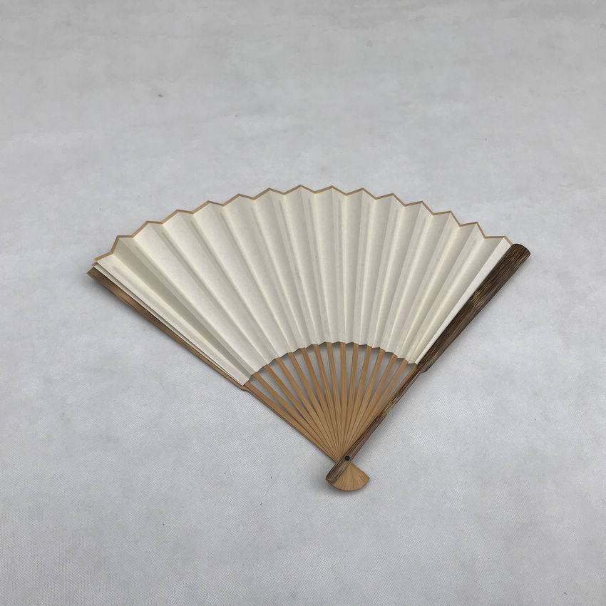 宣纸工艺品 桃丝竹宣纸折扇子【 b棕竹扇 】熟宣9.5寸 高品质带盒