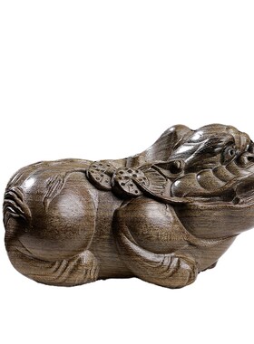 天然金丝楠阴沉木经典神兽貔貅创意D文玩手把件家居桌面工艺品摆