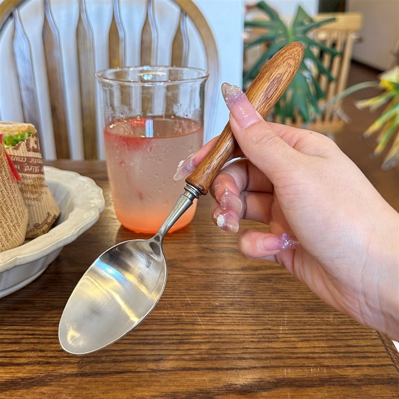 【老板娘自用】高颜值珍稀s黄花梨材质木柄304实心不锈钢刀叉6件