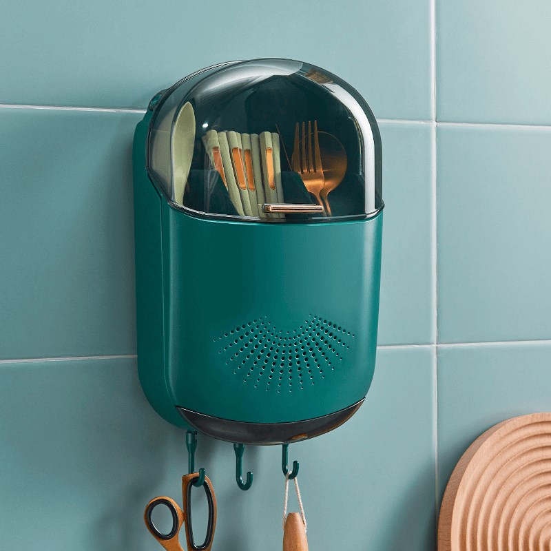 新款厨房带盖轻奢筷子筒家用v防尘多功I能筷篓壁挂式餐具筷笼置物