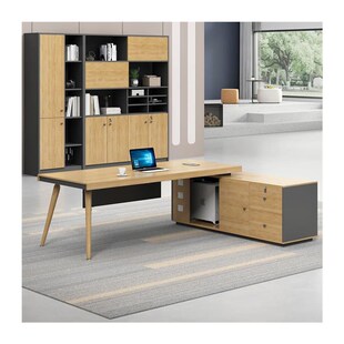 中伟老板桌主管桌现代简约总裁y桌实木桌腿办公桌板式经理桌大班