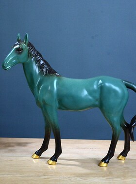 创意简约现代动物黑色马s陶瓷摆件 家居客厅样板间软装配饰工艺品