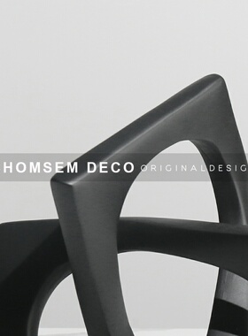 简约现代黑色菱形树脂样板房间摆件售楼处M家居书房办公室软装饰