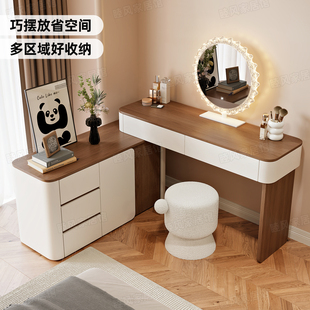 2026新款 卧室化妆桌自由伸缩实木梳妆台床尾收纳柜斗柜一体化妆台