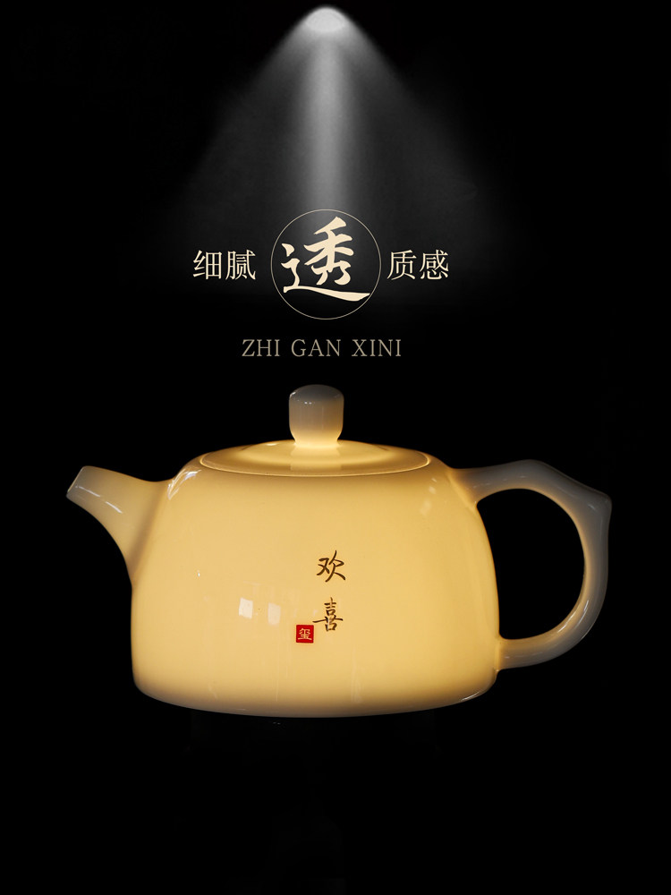 德化羊脂玉白瓷茶壶简约陶瓷家用手工单壶井栏壶功夫茶具泡茶喝茶