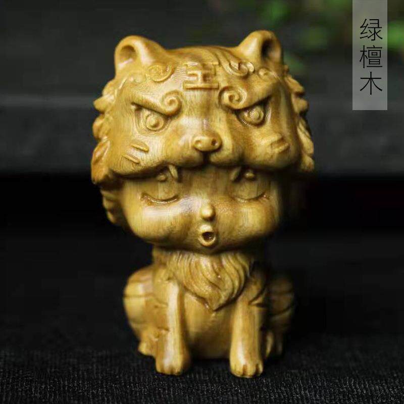 爆款绿檀萌宝虎摆饰摆件规格4.3×6.3书桌面可爱装饰盘玩工艺厂家