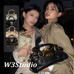 W3Studio明星博主同款帕丁顿中古包千禧复古做旧锁头包手提单肩包