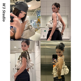 白色中古包Vintage牛皮小众单肩辣妹机车腋下包 同款 不想刷牙