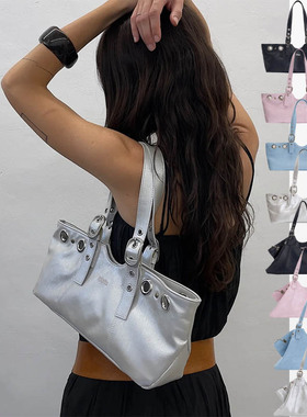 W3Studio韩系小众新款托特包大容量通勤单肩包Y2k铆钉包日常百搭