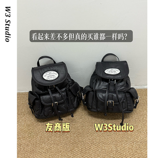 W3Studio韩国小众LOTSYOU黑色尼龙双肩包Jennie背包虞书欣同款女